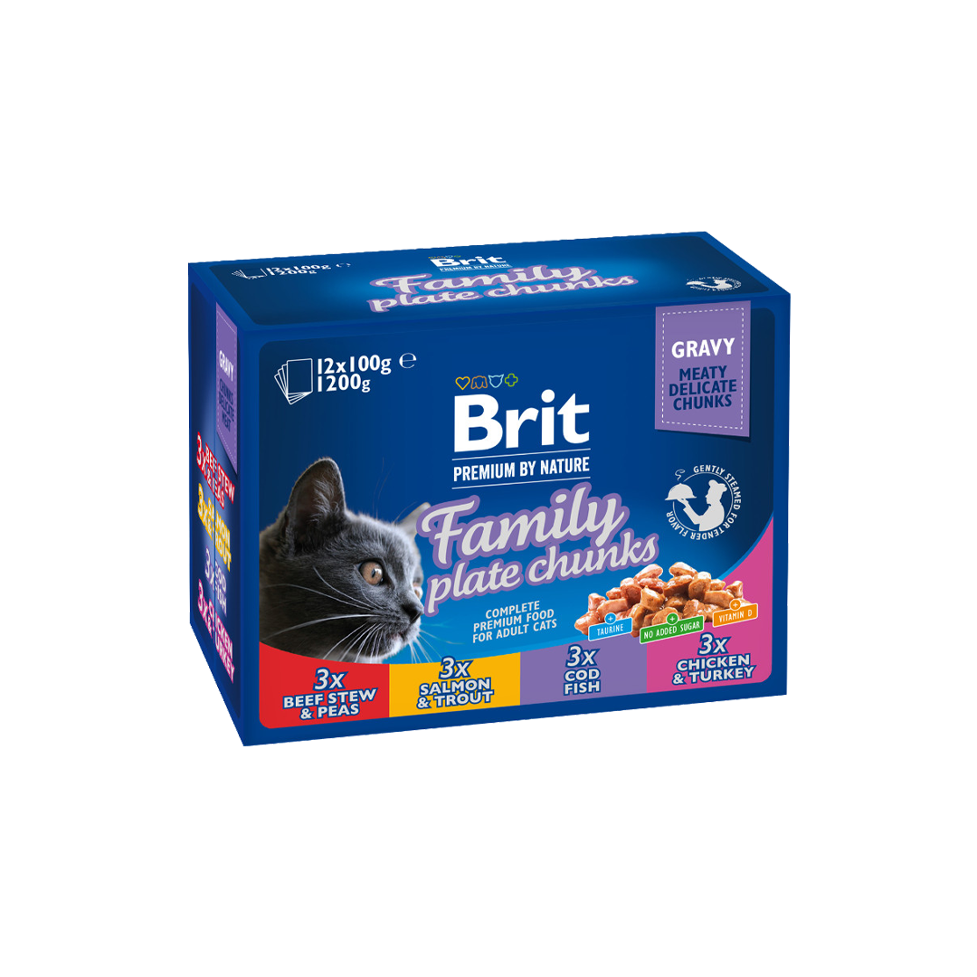 Brit Premium Cat Pouch Family Plate 1200 g (12x100 g)