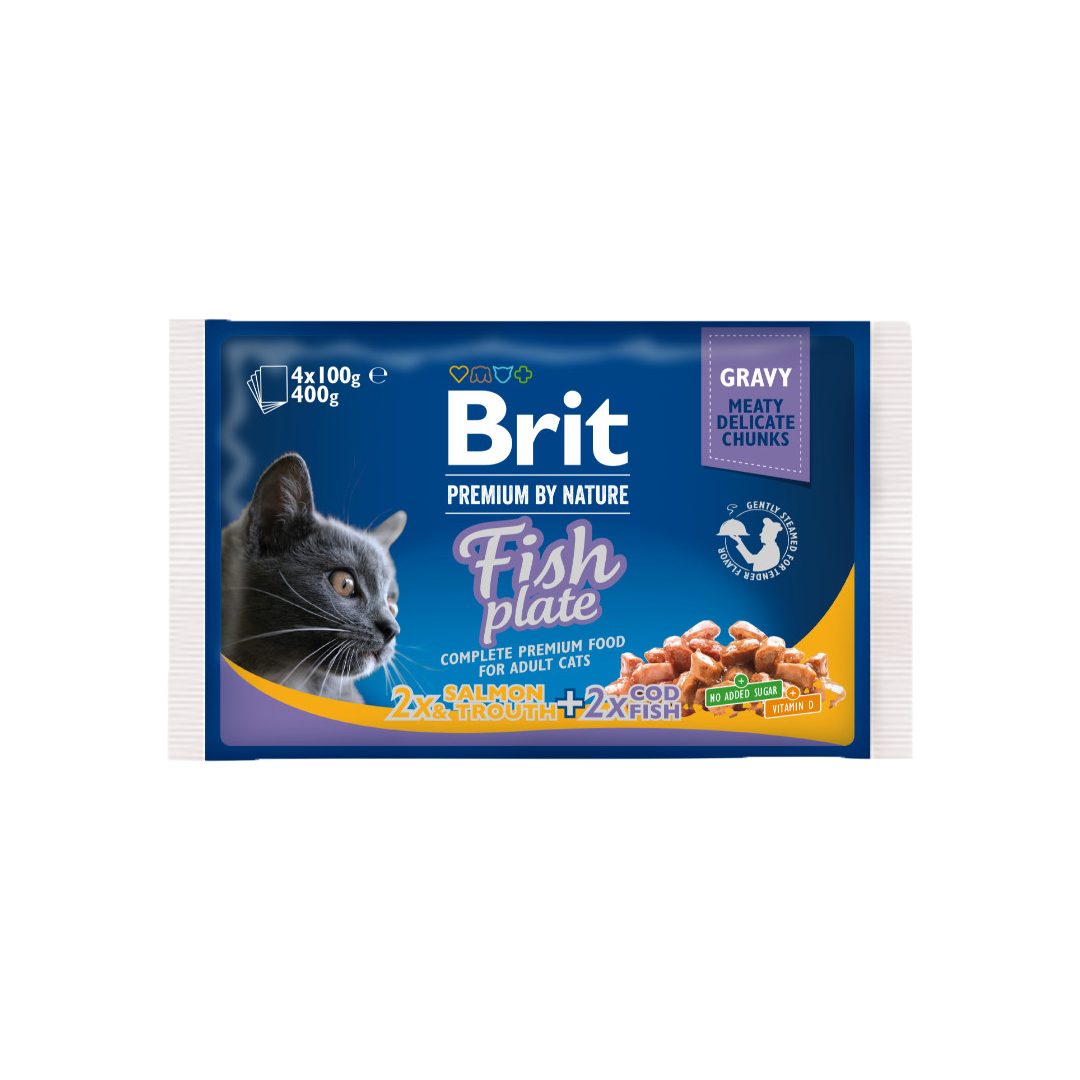 Brit Premium Cat Pouch Fish Plate 400 g (4x100 g)