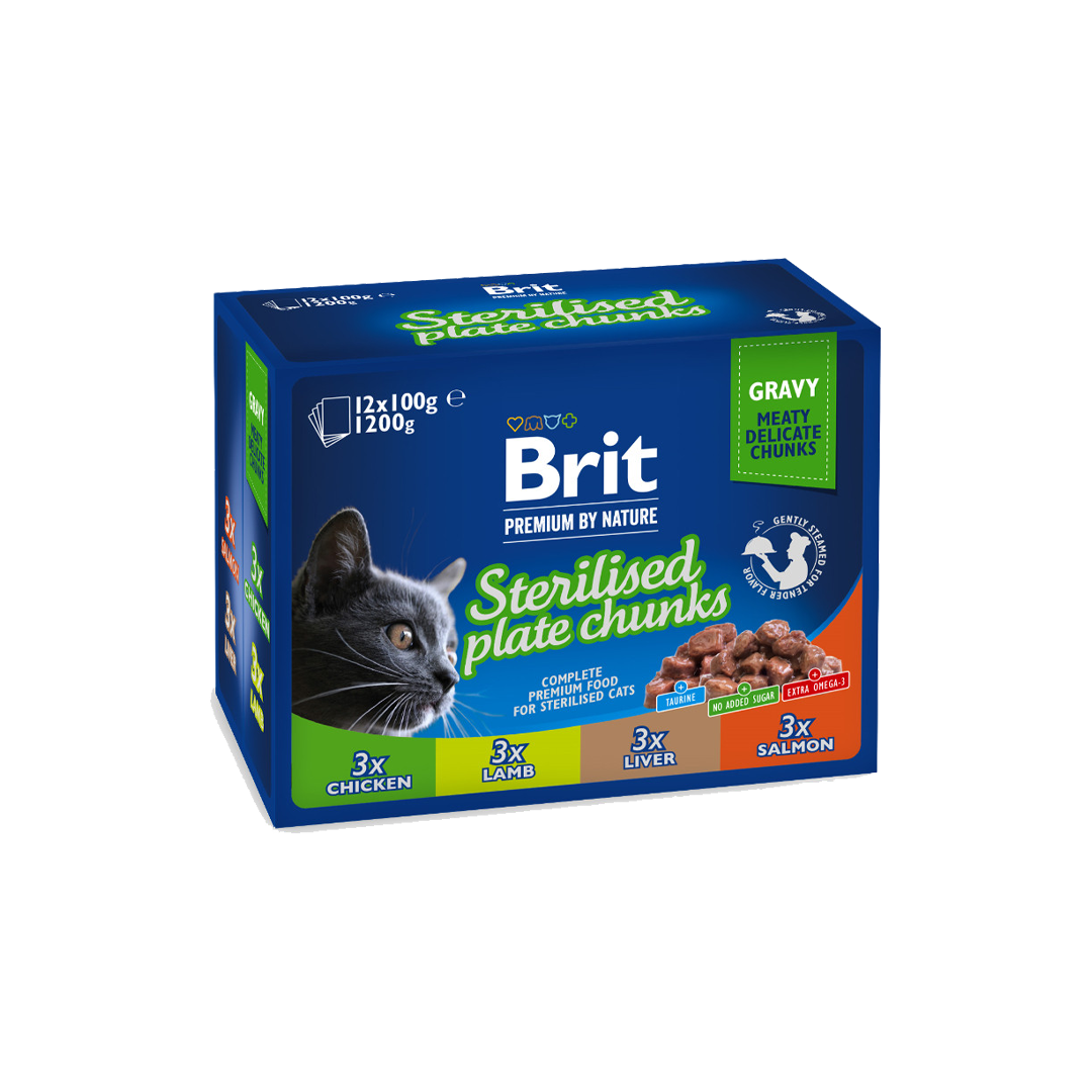 Brit Premium Cat Pouch Sterilised Plate 1200 (12x100 g)