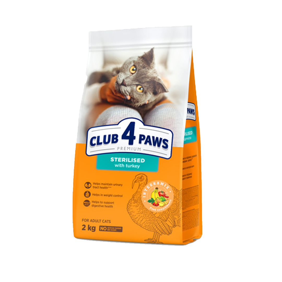 Club4Paws Suché krmivo pre mačky 2kg morka