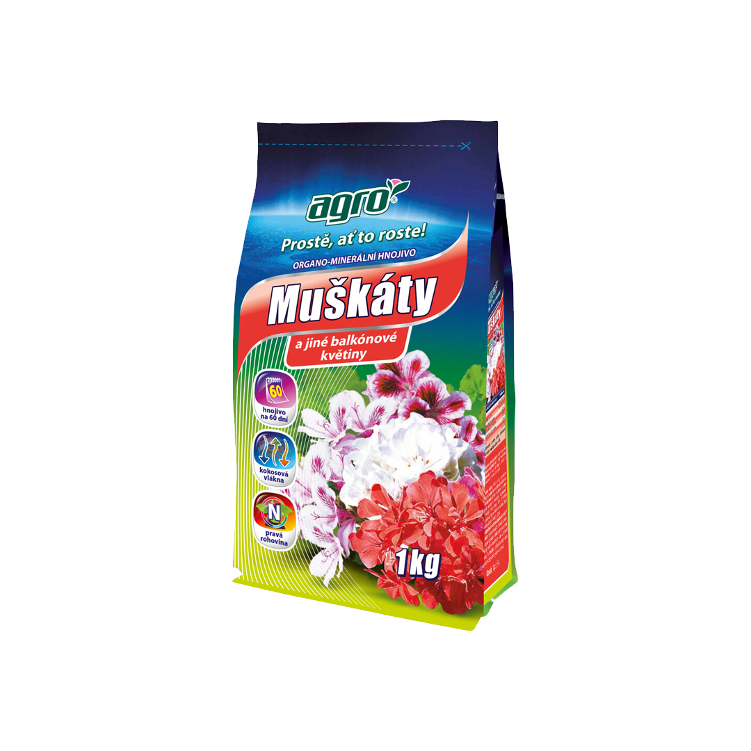 Organicko-minerálne hnojivo na muškáty 1kg Agro CS
