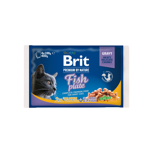 Brit Premium Cat Pouch Fish Plate 400 g (4x100 g)