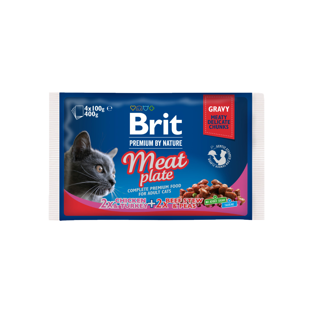 Brit Premium Cat Pouch Meat Plate 400 g (4x100 g)