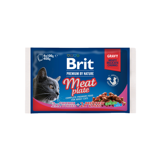 Brit Premium Cat Pouch Meat Plate 400 g (4x100 g)