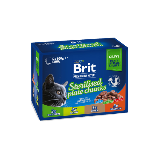 Brit Premium Cat Pouch Sterilised Plate 1200 (12x100 g)