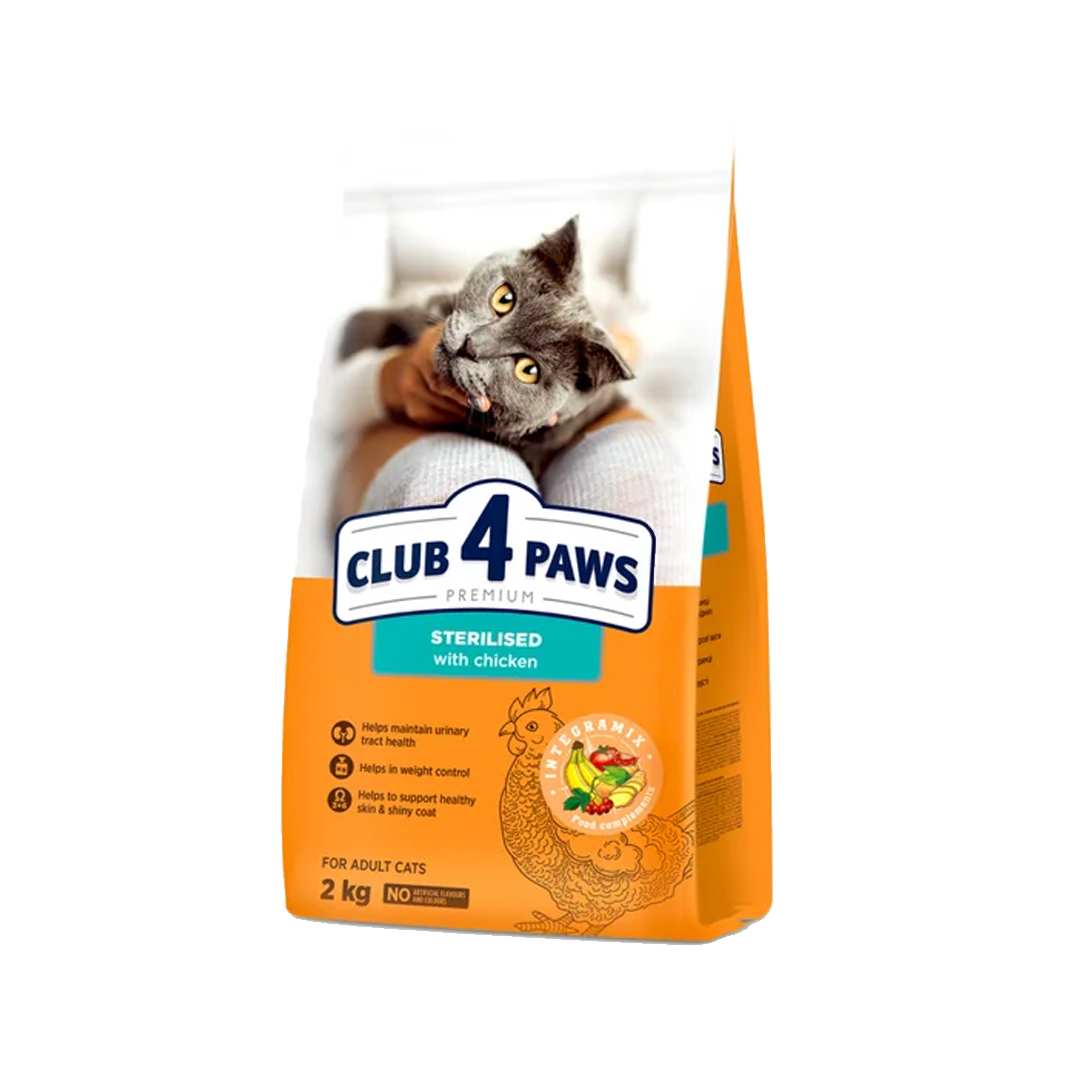 Club4Paws Suché krmivo pre mačky 2kg kura