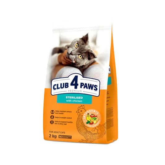 Club4Paws Suché krmivo pre mačky 2kg kura