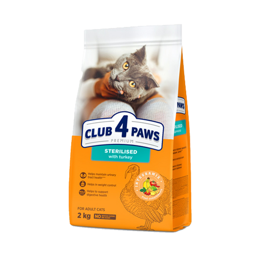 Club4Paws Suché krmivo pre mačky 2kg morka