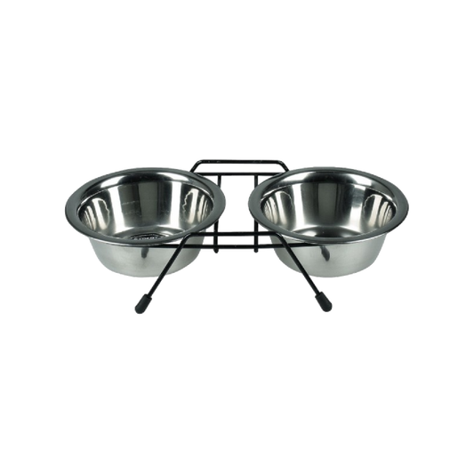 Dvojmiska nerezová so stojanom PET EXPERT 2x0,75l/15cm