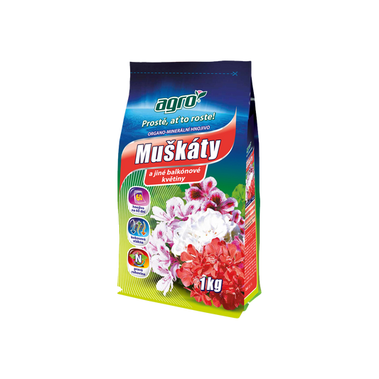 Organicko-minerálne hnojivo na muškáty 1kg Agro CS